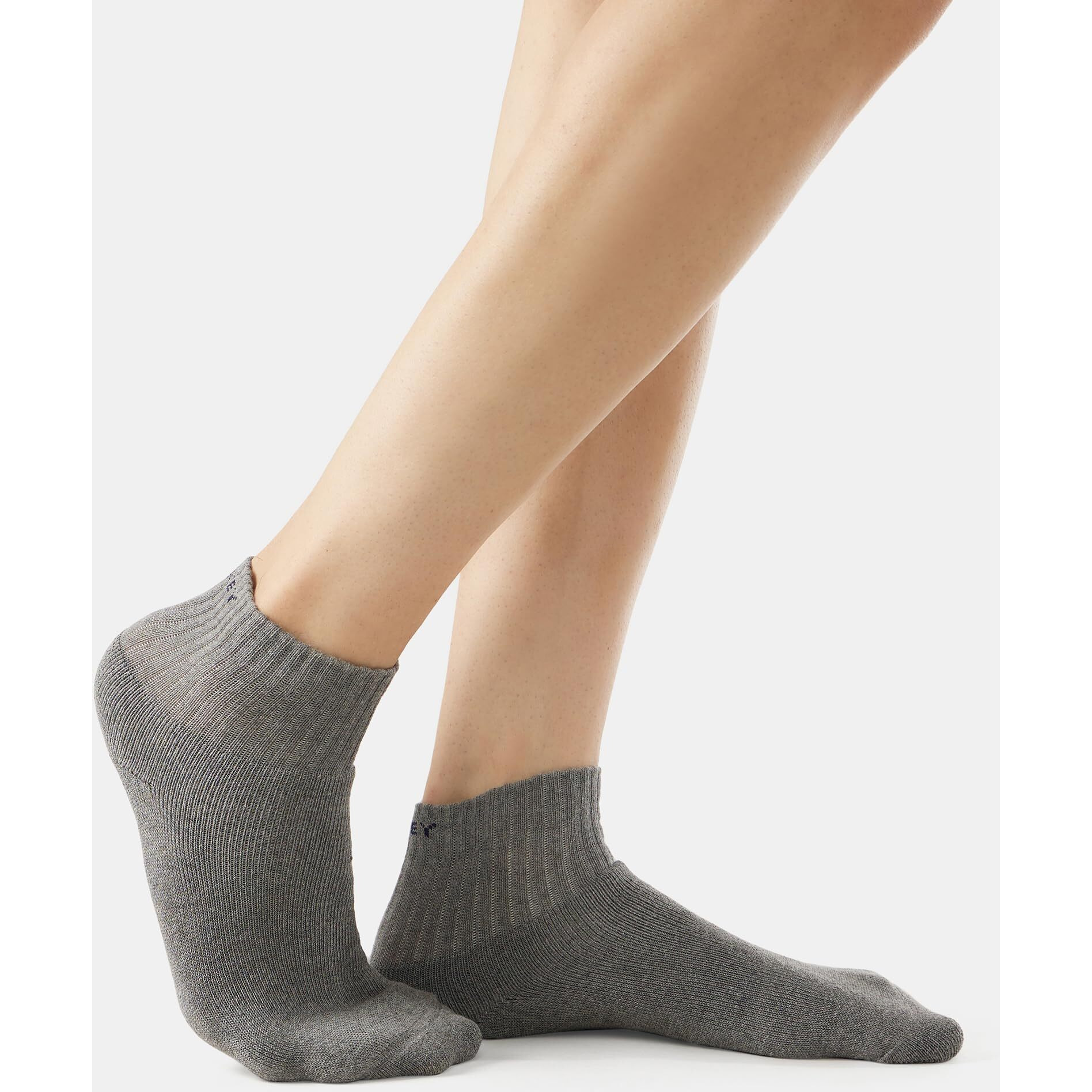 Jockey Men's Ankle Length Sports Cotton Socks (Pack of 3) 7036_Black/Midgrey Mel/Char Mel_Free Size