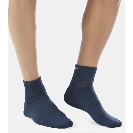 Jockey Men's Ankle Length Sports Cotton Socks (Pack of 3) 7036_Black/Midgrey Mel/Navy_Free Size