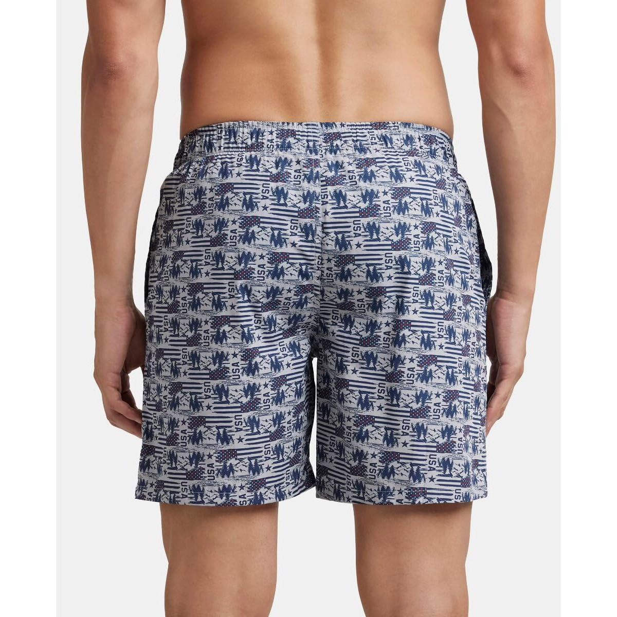 Jockey Men's Super Combed Mercerized Cotton Woven Printed Boxer Shorts with Side Pockets | Pack of 2 Colors & Prints May Vary |_Style_US57_Navy Nickle_XL
