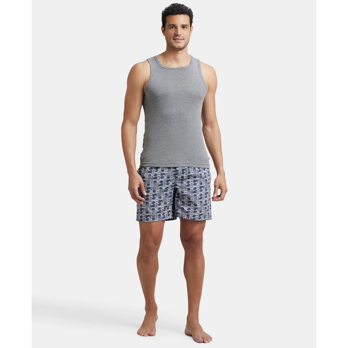 Jockey Men's Super Combed Mercerized Cotton Woven Printed Boxer Shorts with Side Pockets | Pack of 2 Colors & Prints May Vary |_Style_US57_Navy Nickle_XL