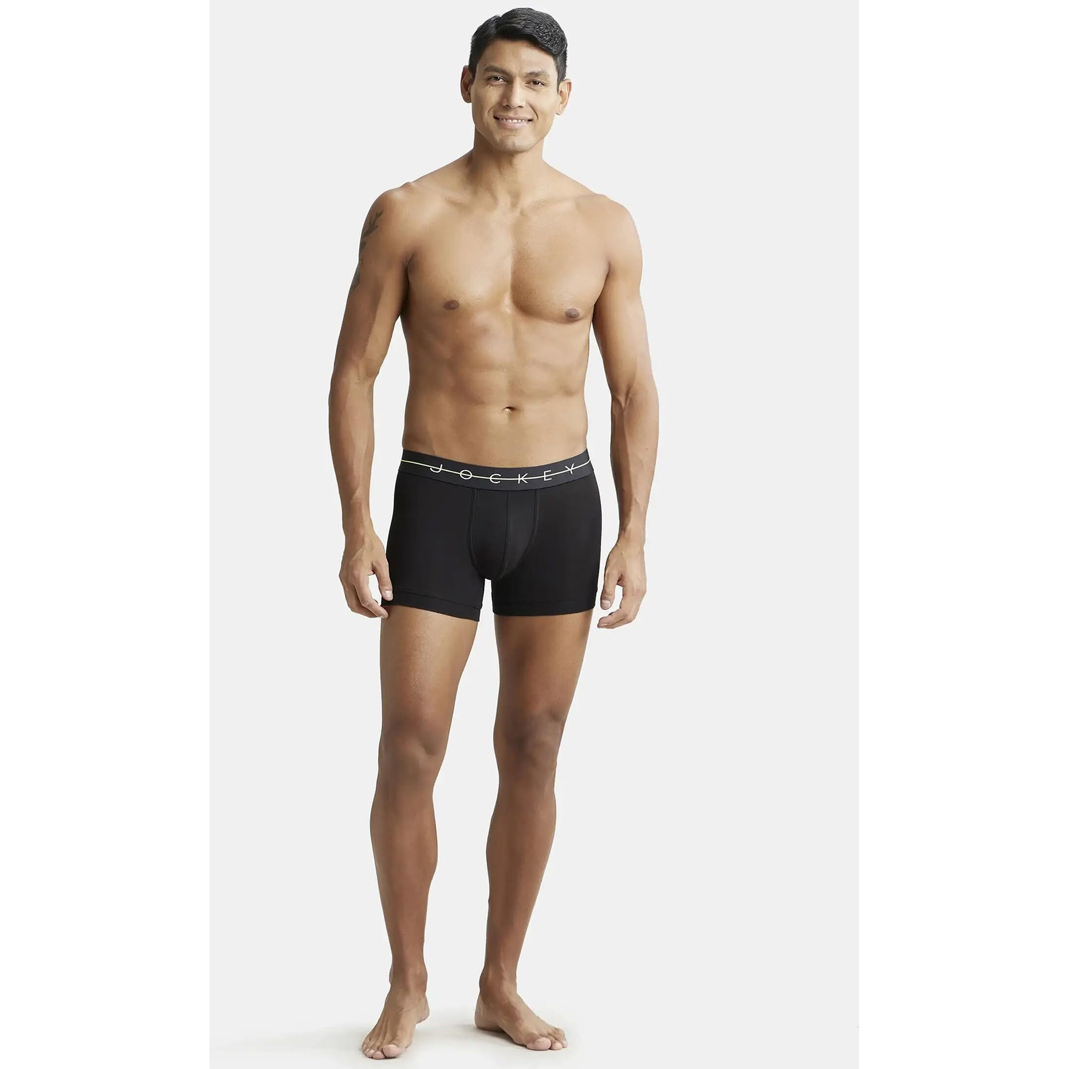 Jockey Men's Cotton Blend Solid Trunks (Pack of 1) (NY16_Black_M)