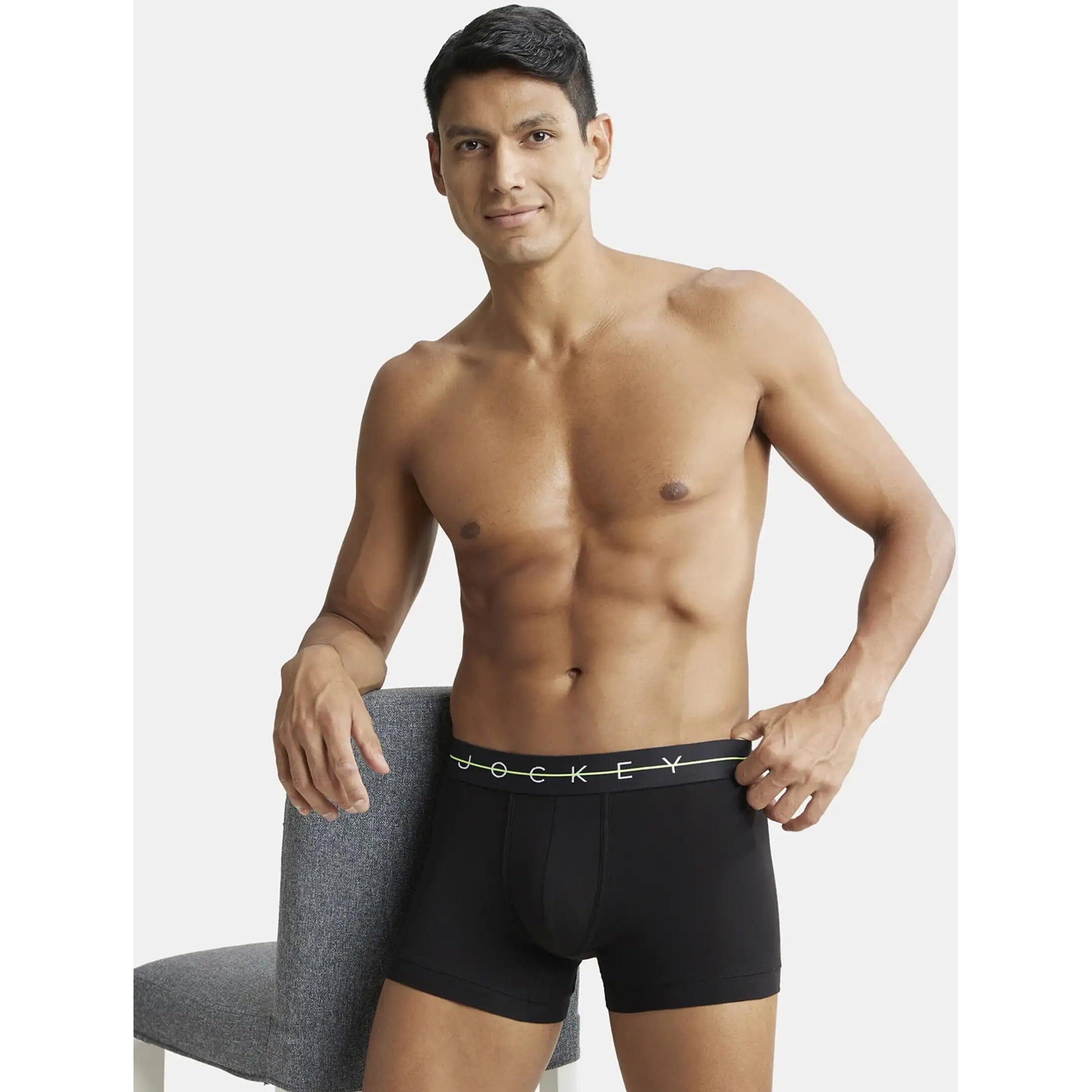 Jockey Men's Cotton Blend Solid Trunks (Pack of 1) (NY16_Black_M)