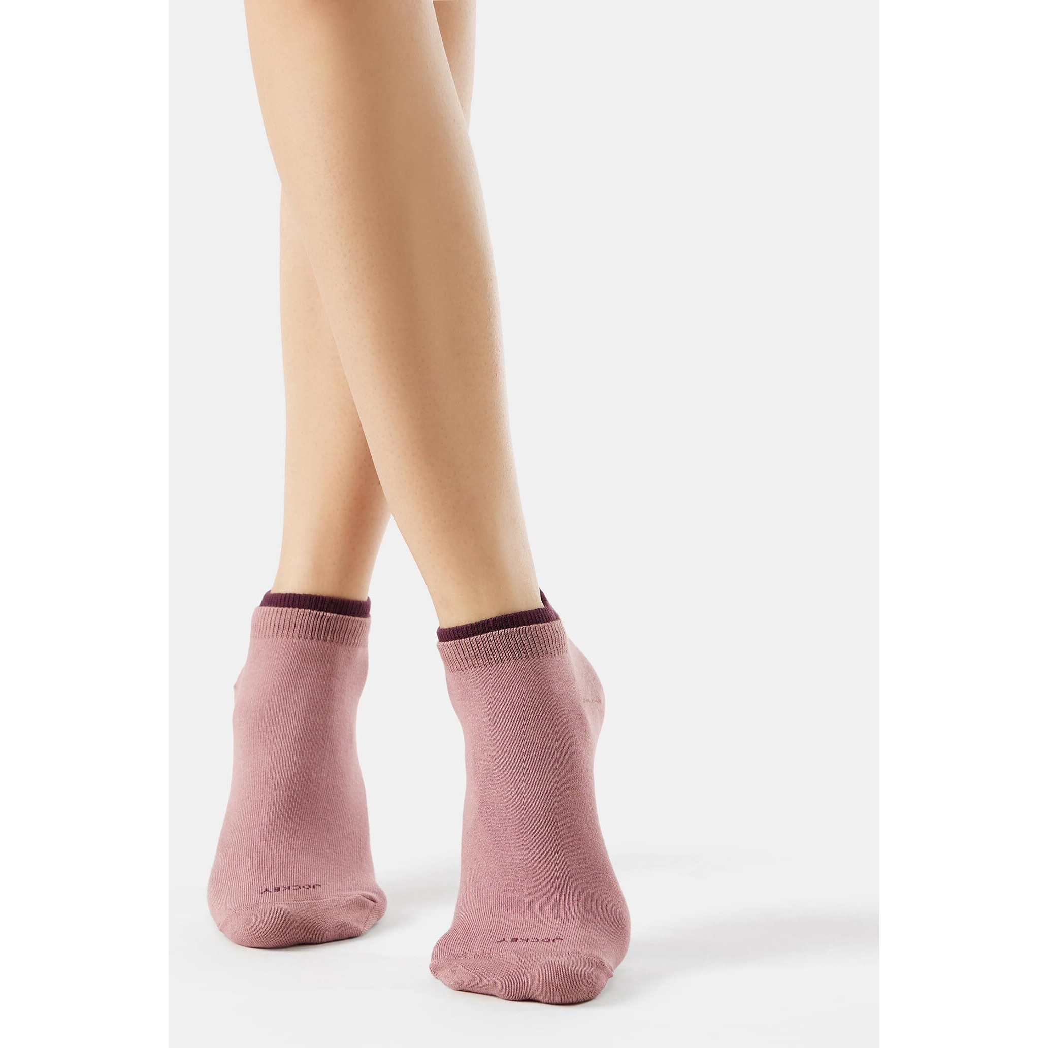 Jockey Women's Low Ankle Length Compact Cotton Stretch Socks with StayFresh Treatment (Pack of 2) 7491_Wistmauve&Winetasting_Free Size