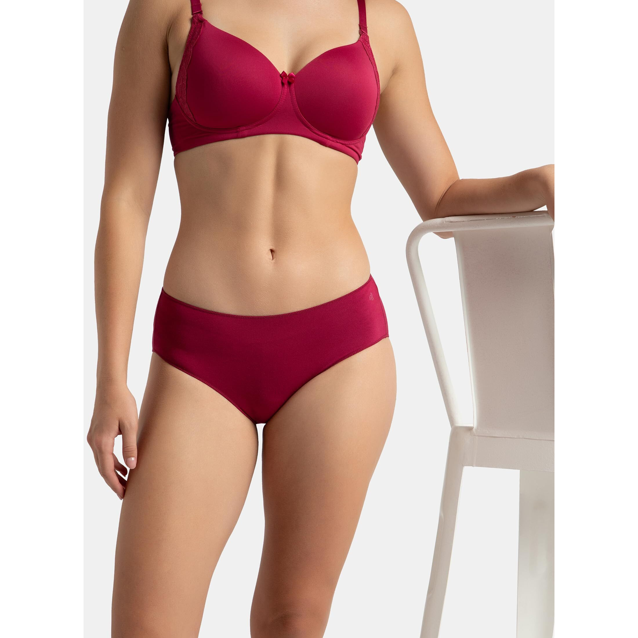 Jockey 1802 Women's High Coverage Micro Modal Elastane Stretch Mid Waist Hipster with Ultrasoft Concealed Waistband_Anemone_M