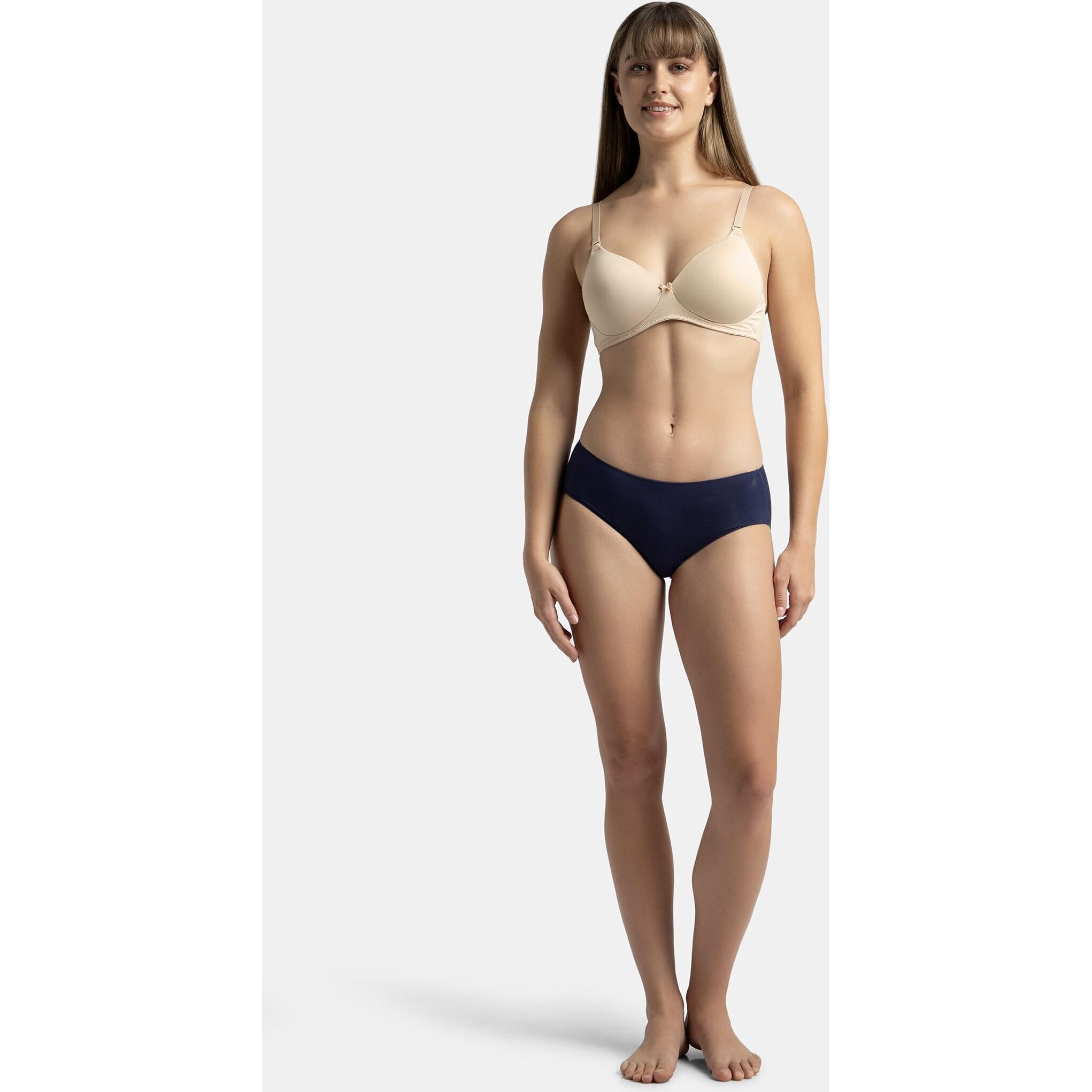 Jockey 1802 Women's High Coverage Micro Modal Elastane Stretch Mid Waist Hipster with Ultrasoft Concealed Waistband_Classic Navy_S