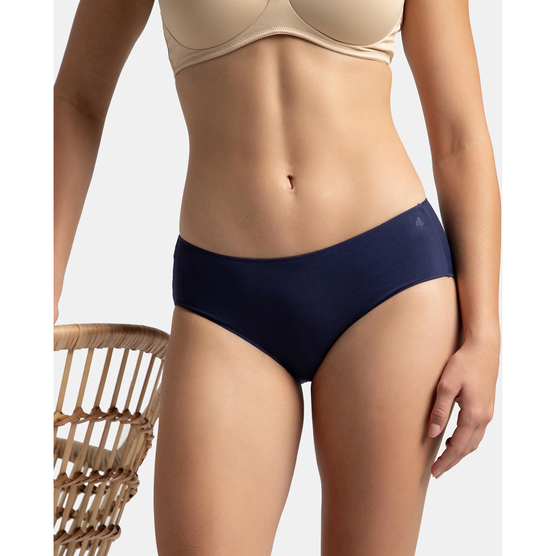 Jockey 1802 Women's High Coverage Micro Modal Elastane Stretch Mid Waist Hipster with Ultrasoft Concealed Waistband_Classic Navy_S