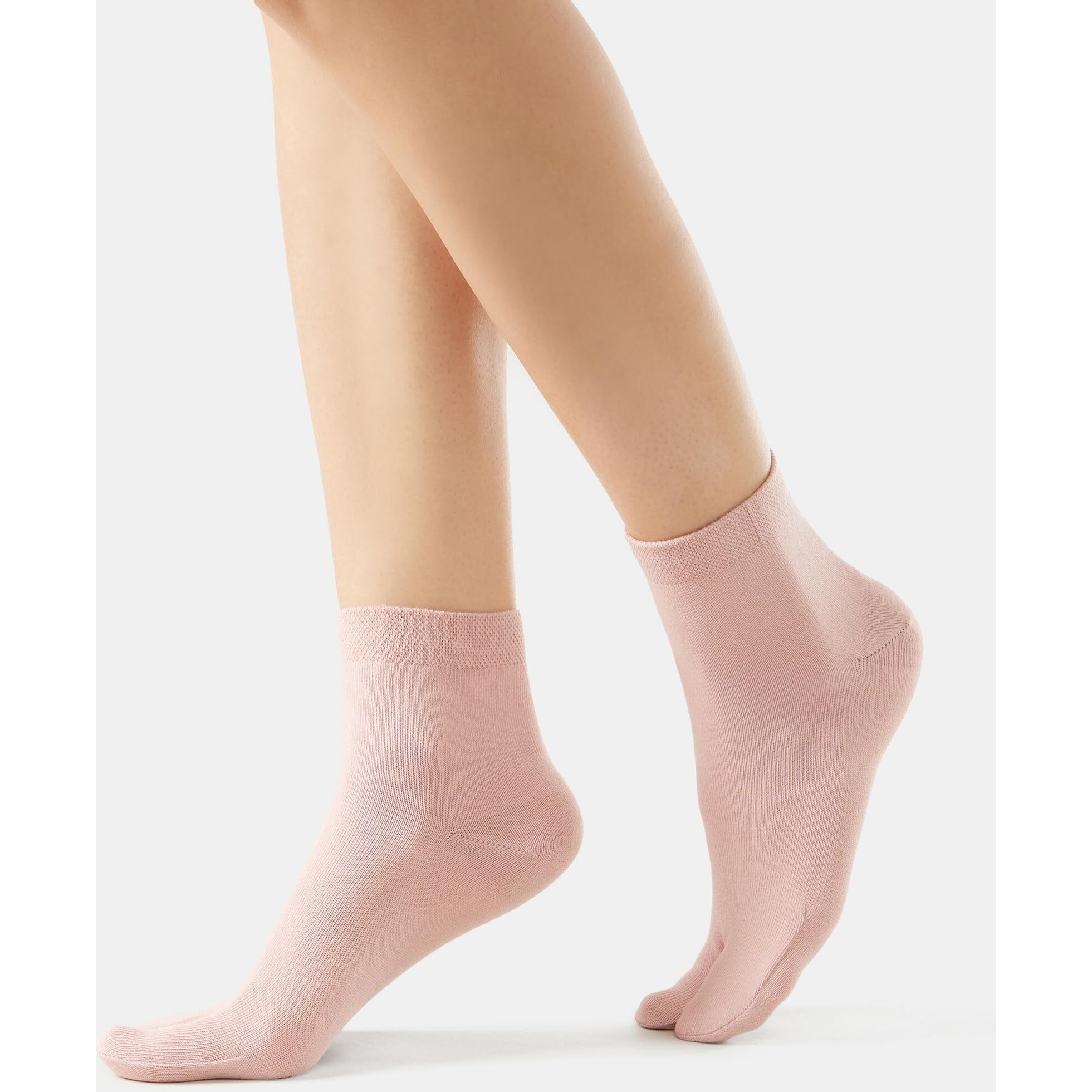 Jockey 7487 Women's Compact Cotton Stretch Toe Regular Socks With Stay Fresh Treatment (Pack Of 2)_Pale Mauve_Free Size, Pink
