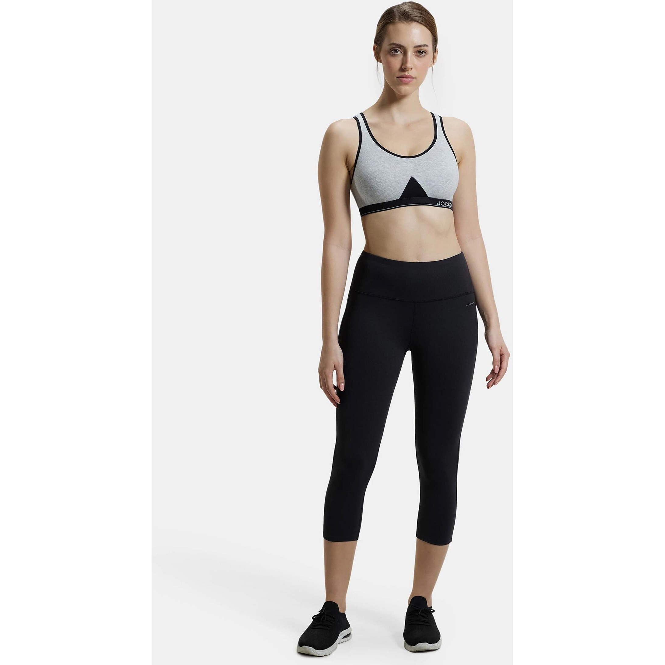 Jockey 1376 Women's Wirefree Non Padded Super Combed Cotton Elastane Stretch Full Coverage Slip-On Active Bra with Wider Straps and Moisture Move Treatment_Steel Grey Melange_XL