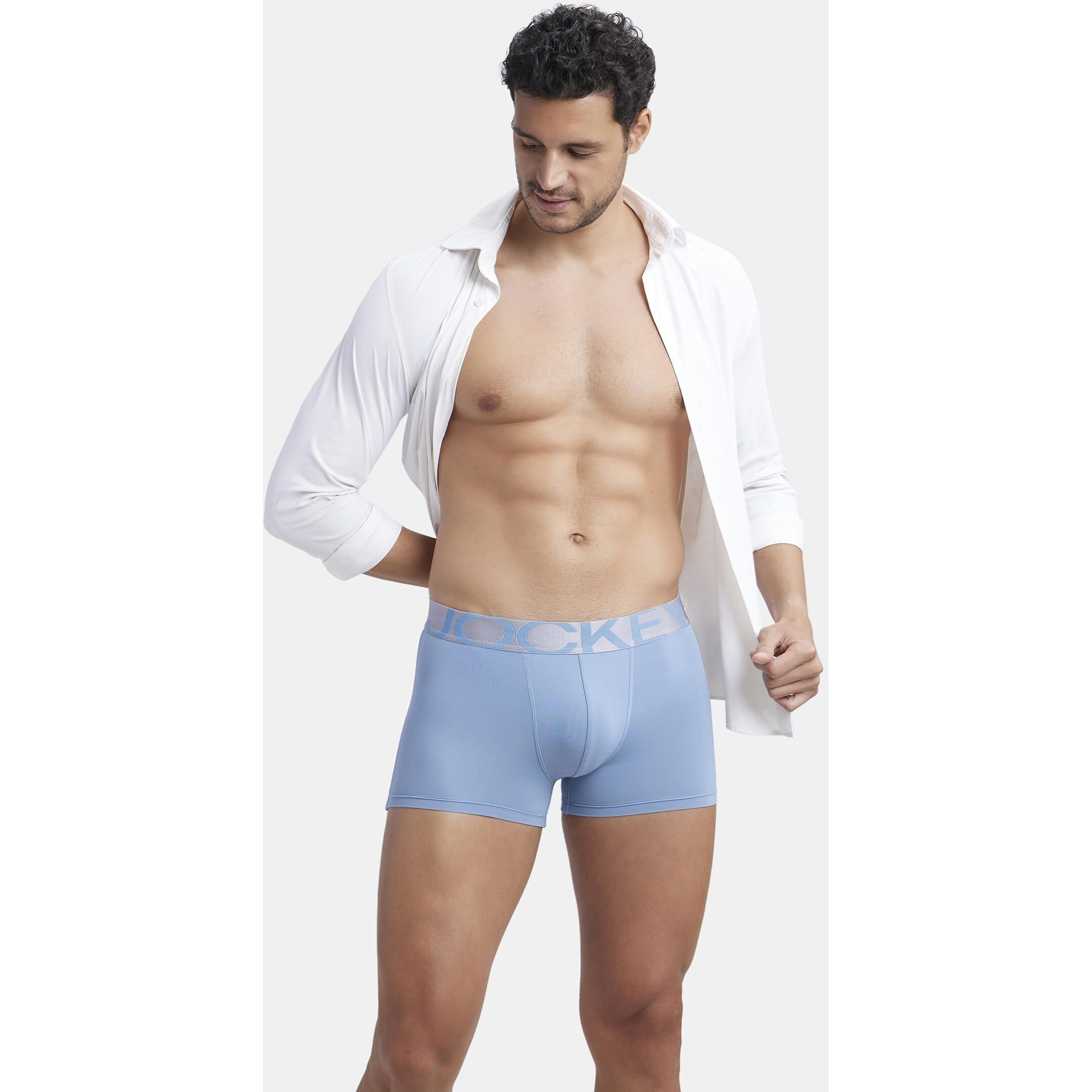 Jockey IC28 Men's Tactel Microfiber Elastane Stretch Solid Trunk with Moisture Move Treatment_Blue Shadow_XL