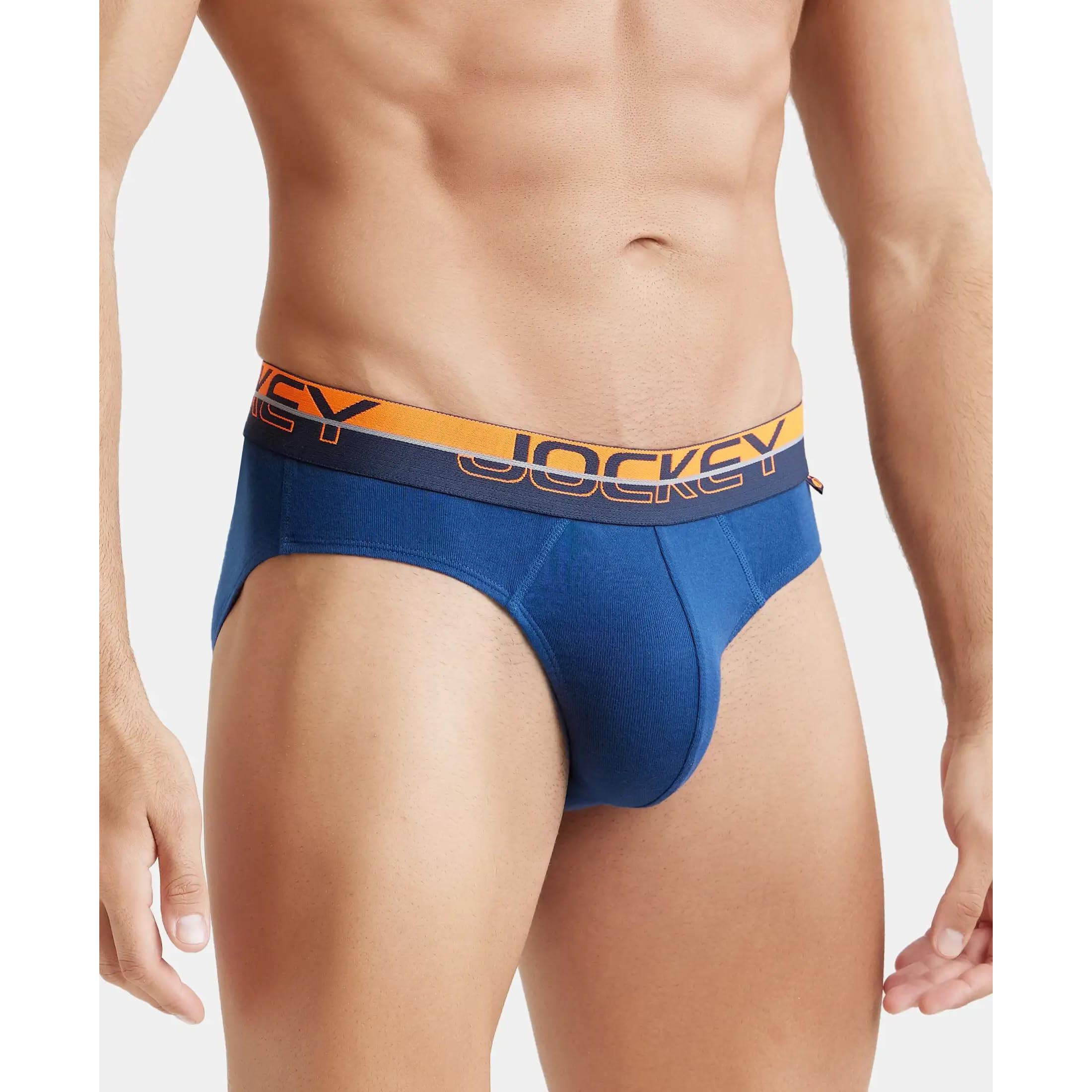 Jockey FP02 Men's Super Combed Cotton Rib Solid Brief with Ultrasoft Waistband (Pack of 2)_Estate Blue_M