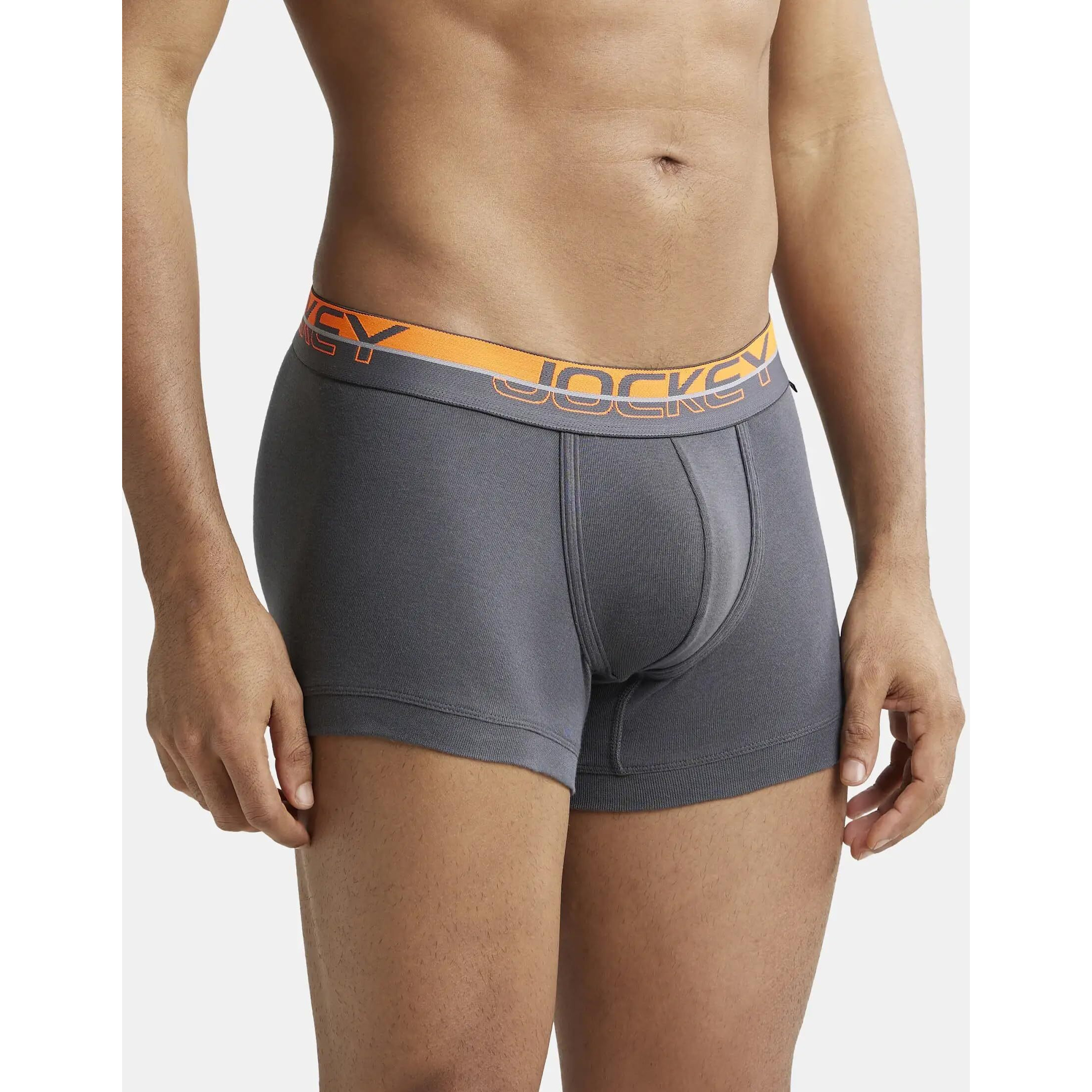 Jockey FP03 Men's Super Combed Cotton Rib Solid Trunk with Ultrasoft Waistband (Pack of 2)_Asphalt_XL