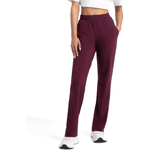 Jockey 1302 Women's Super Combed Cotton Elastane Stretch Relaxed Fit Trackpants with Side Pockets_Wine Tasting_M