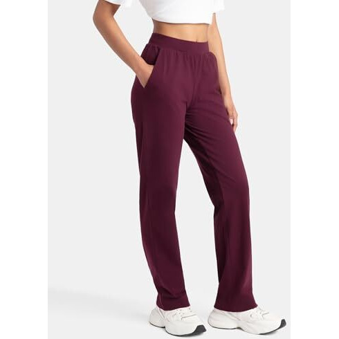 Jockey 1302 Women's Super Combed Cotton Elastane Stretch Relaxed Fit Trackpants with Side Pockets_Wine Tasting_M