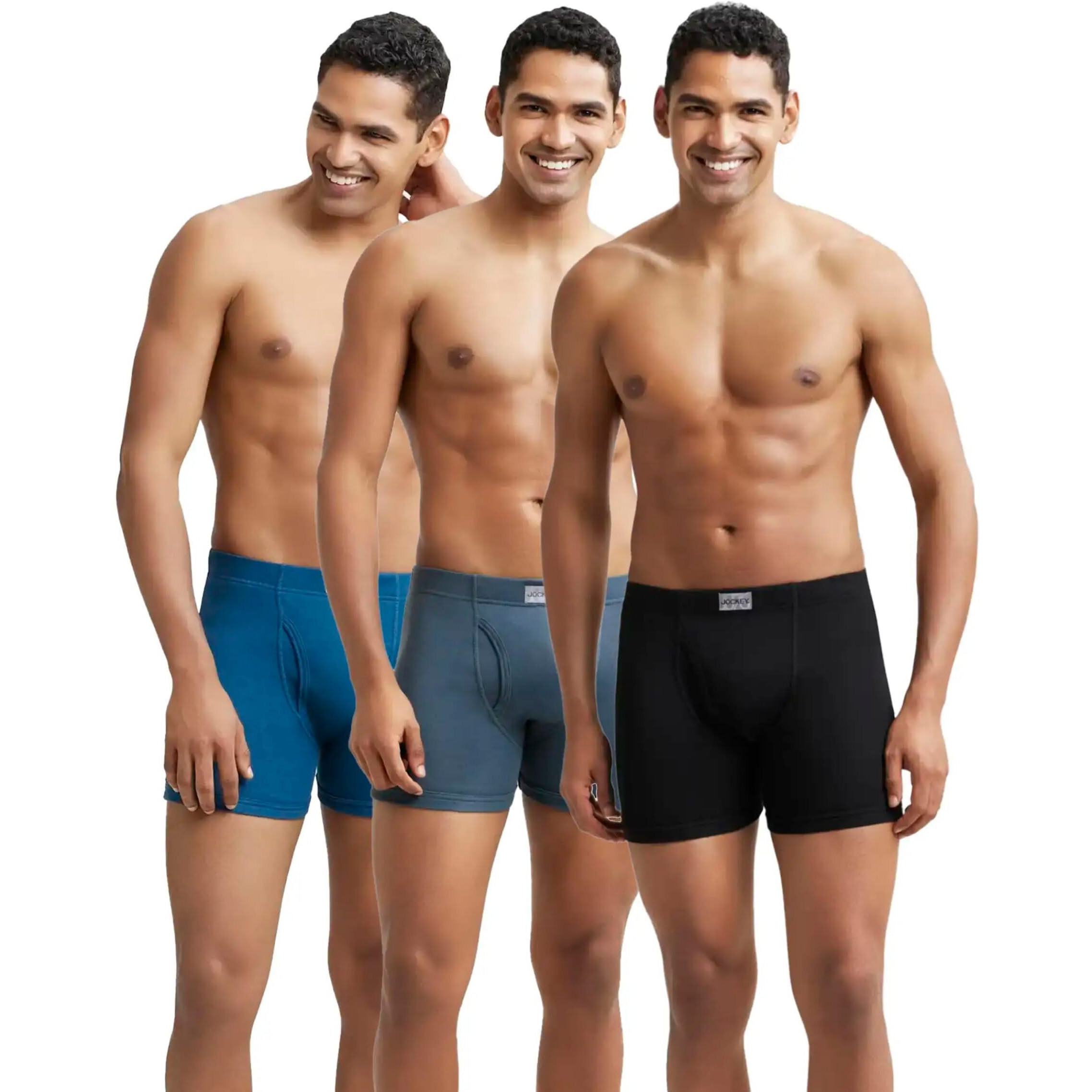 Jockey 8008 Men's Super Combed Cotton Rib Solid Boxer Brief with Ultrasoft Concealed Waistband (Pack of 3)_Multi Colour_S