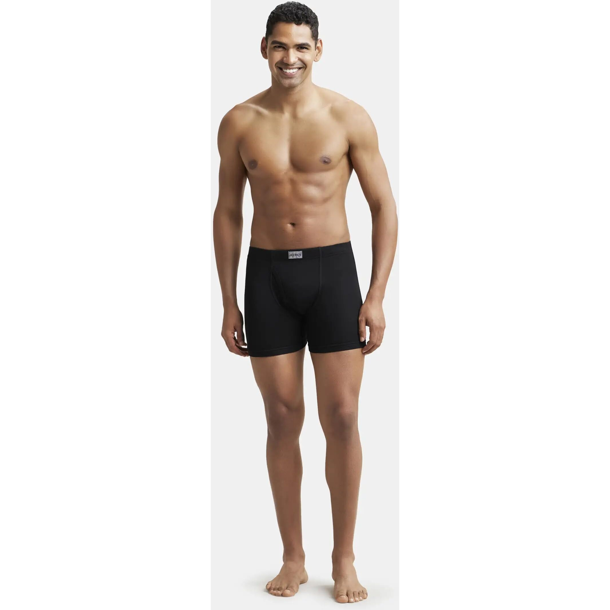 Jockey 8008 Men's Super Combed Cotton Rib Solid Boxer Brief with Ultrasoft Concealed Waistband (Pack of 3)_Multi Colour_S