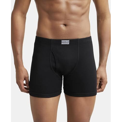 Jockey 8008 Men's Super Combed Cotton Rib Solid Boxer Brief with Ultrasoft Concealed Waistband (Pack of 3)_Multi Colour_L