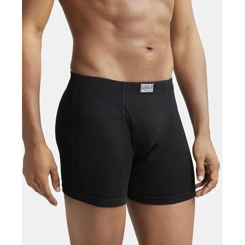 Jockey 8008 Men's Super Combed Cotton Rib Solid Boxer Brief with Ultrasoft Concealed Waistband (Pack of 3)_Multi Colour_XXL
