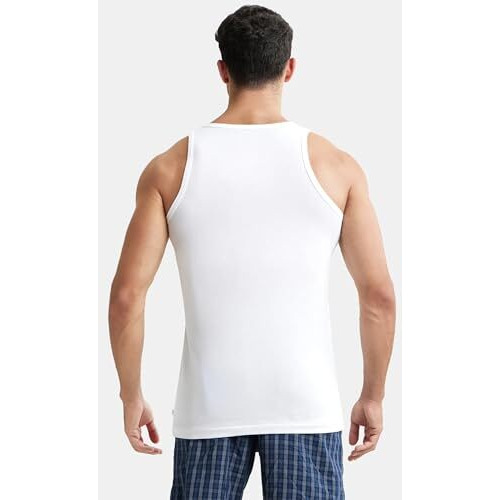 Jockey 8820 Men's Super Combed Round Neck Sleeveless Regular Fit Vest with Extended Length for Easy Tuck (Pack of 3)_White_Xs