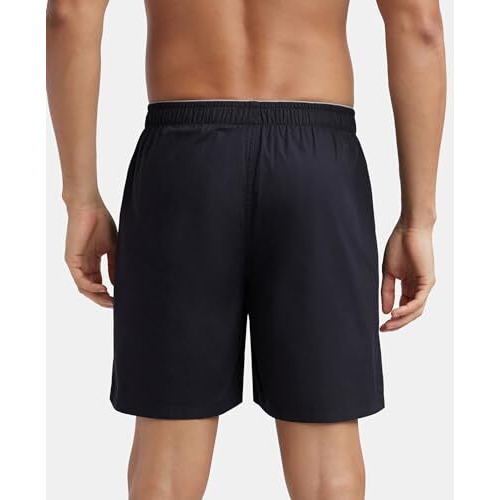 Jockey MC10 Men's Super Combed Mercerized Cotton Woven Fabric Boxer Shorts_Black_L