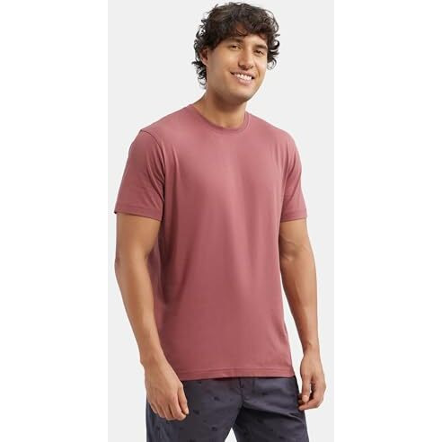 Jockey 2714 Men's Super Combed Cotton Rich Solid Round Neck Half Sleeve T-Shirt_Wild Ginger_L