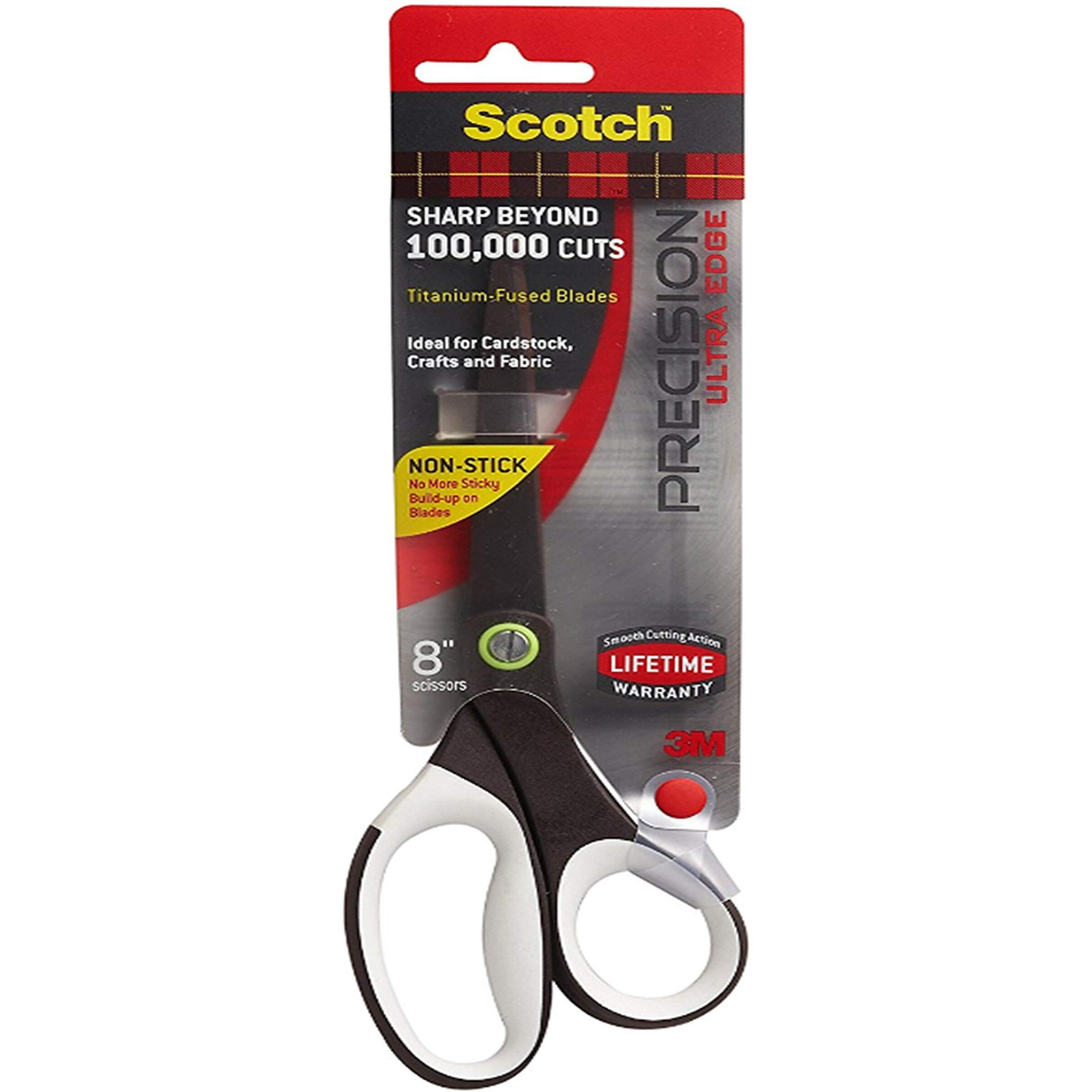 3M Scotch Titanium Scissors | 8" Multipurpose | Easy-Clean, Non-Stick Blades | Ergonomic Handles | for Fabric, Crafts, Tapes, General use