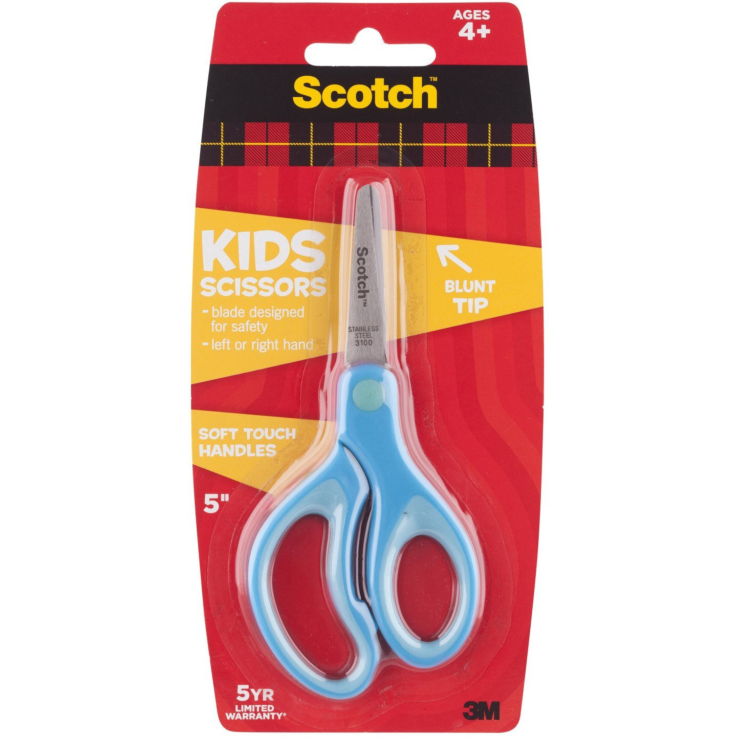 Scotch Stainless Steel Soft Grip Blunt Tip Kid safe Scissor(Color may vary)