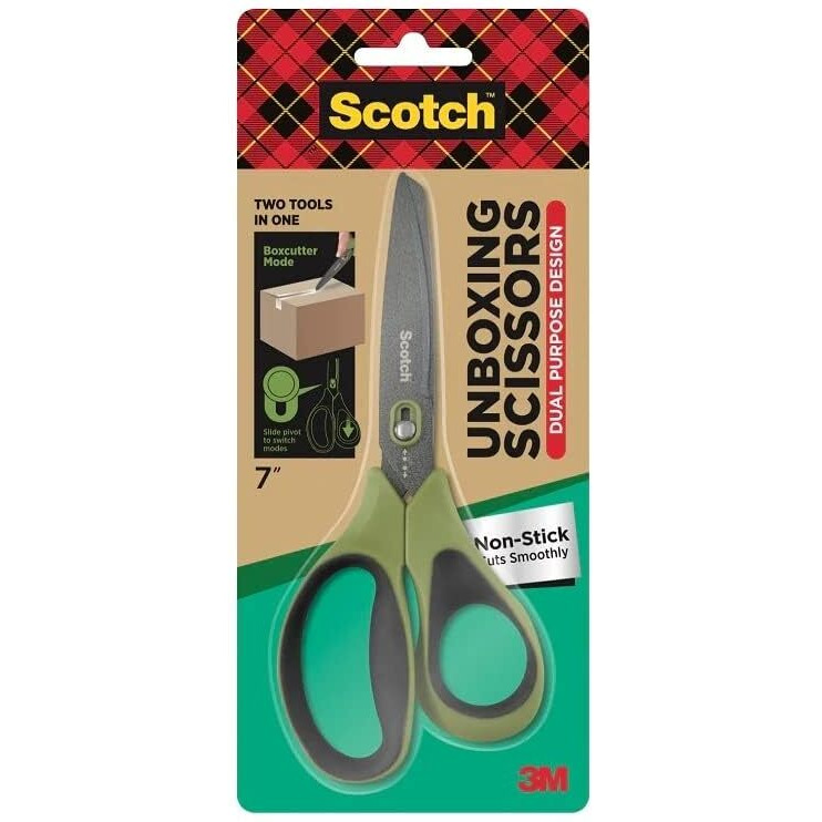 Scotch Dual-Purpose Scissor Cum Cutter | Universal Tool for Unboxing, Box Cutting, Art & Craft with Durable Design, Soft Grip, Non-Stick & Safe Blades, Multicolor
