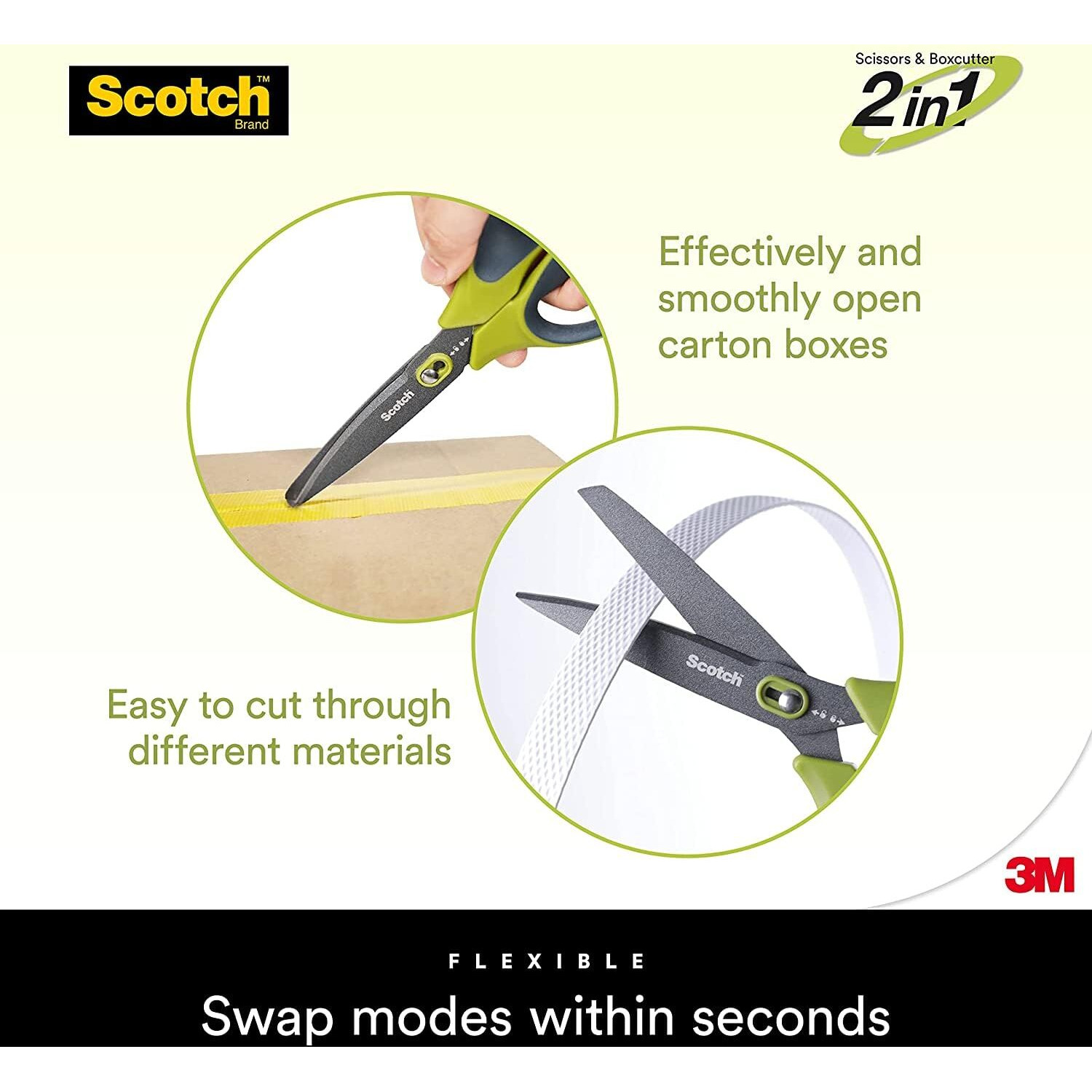 Scotch Dual-Purpose Scissor Cum Cutter | Universal Tool for Unboxing, Box Cutting, Art & Craft with Durable Design, Soft Grip, Non-Stick & Safe Blades, Multicolor