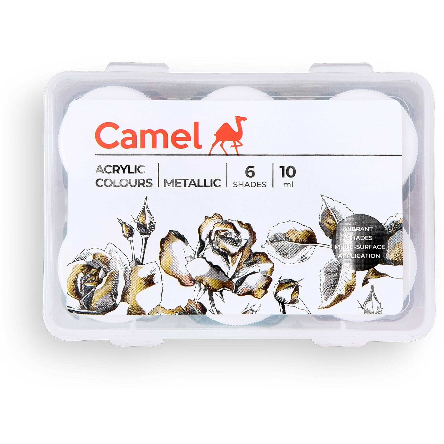 Camel Fabrica Acrylic Metallic Color - 10ml each, 6 Shades