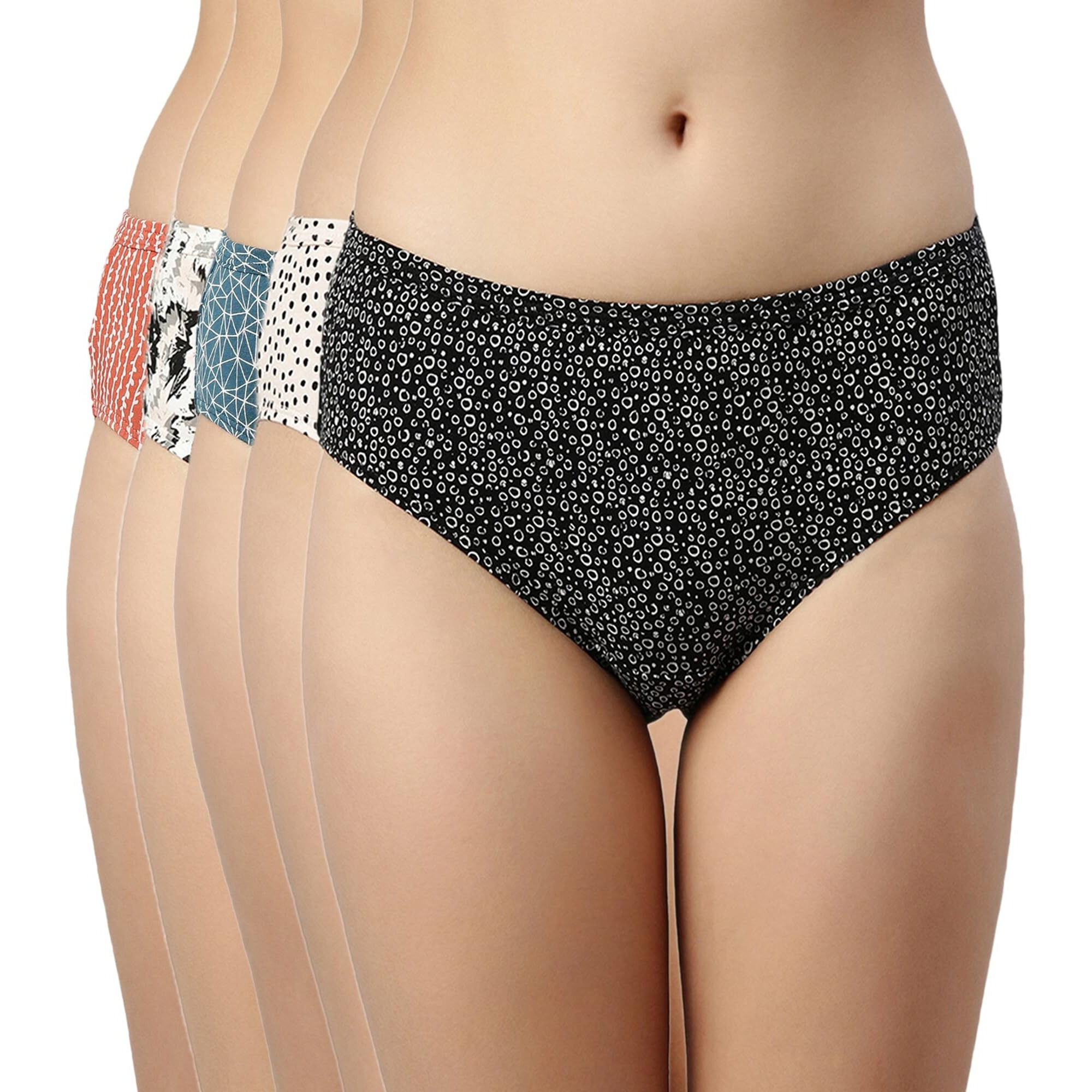 Enamor CH03-Cotton Classic Antimicrobial and Stain Release Finish Hipster Panty-Pack of 5