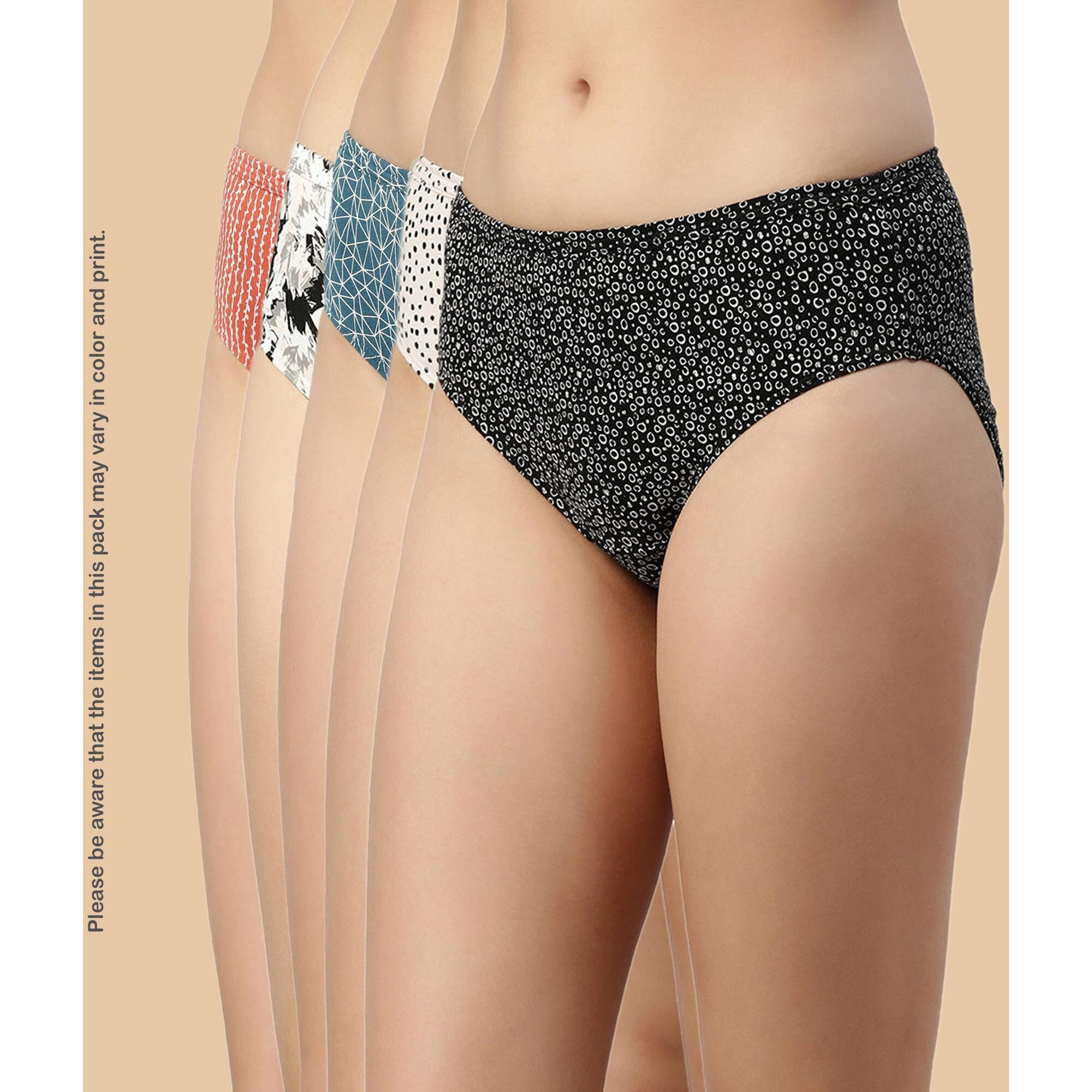 Enamor CH03-Cotton Classic Antimicrobial and Stain Release Finish Hipster Panty-Pack of 5