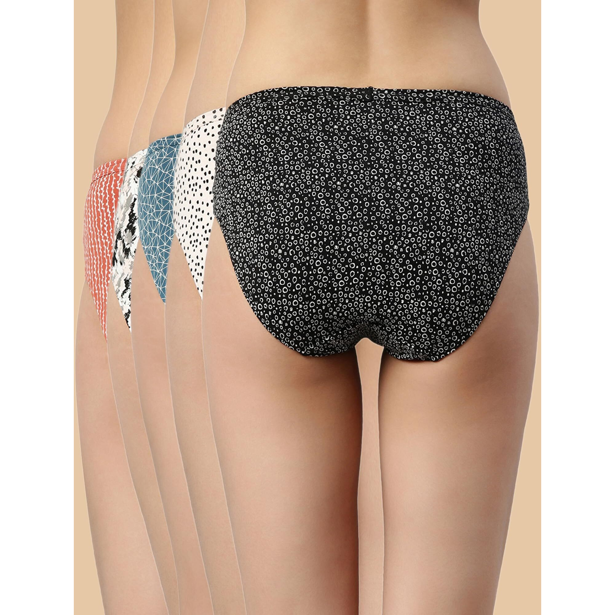 Enamor CH03-Cotton Classic Antimicrobial and Stain Release Finish Hipster Panty-Pack of 5