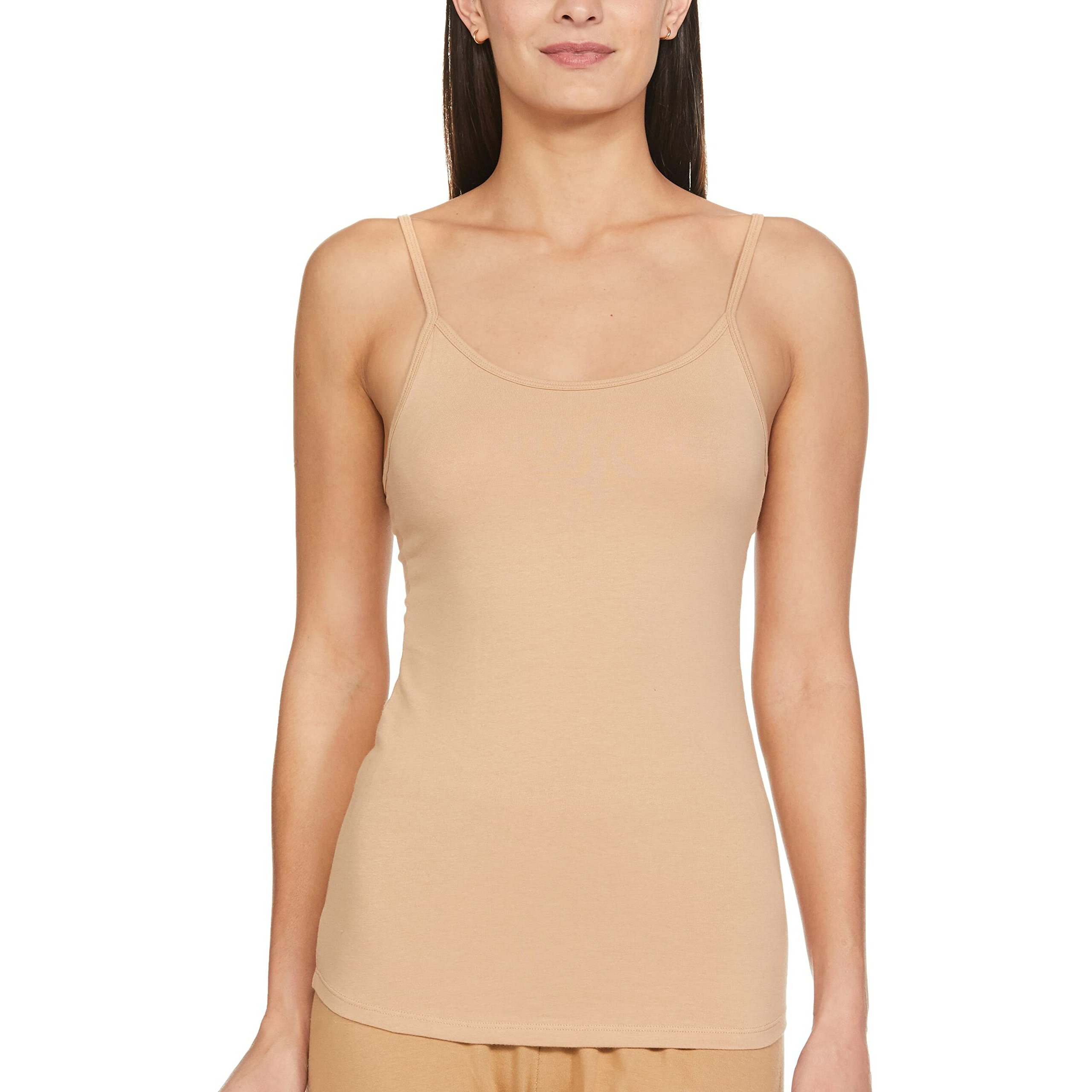 Enamor E001 Essentials Stretch Cotton Slim Fit Camisole For Women (E001-Skin-M)
