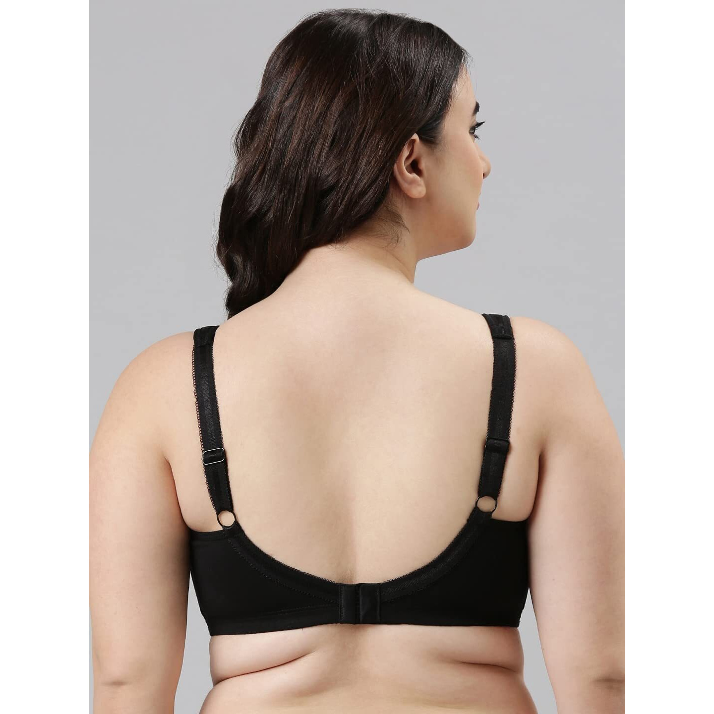 Enamor A112 Smooth Super Lift Classic Full Support Bra - Stretch Cotton, Non-Padded, Wirefree & Full Coverage Black