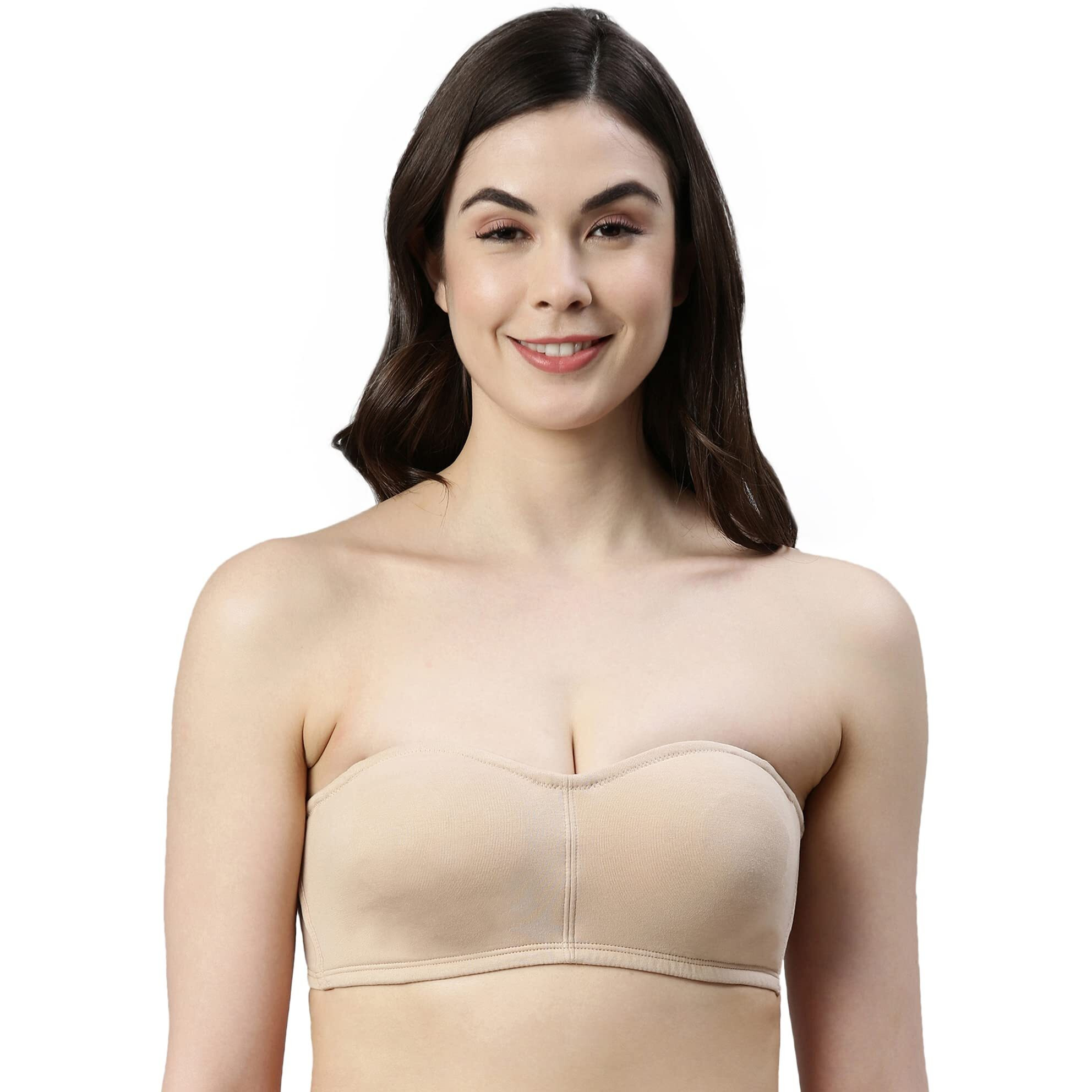 Enamor A019 Perfect Shaping Wirefree Cotton Strapless Bra Non-Padded & High Coverage
