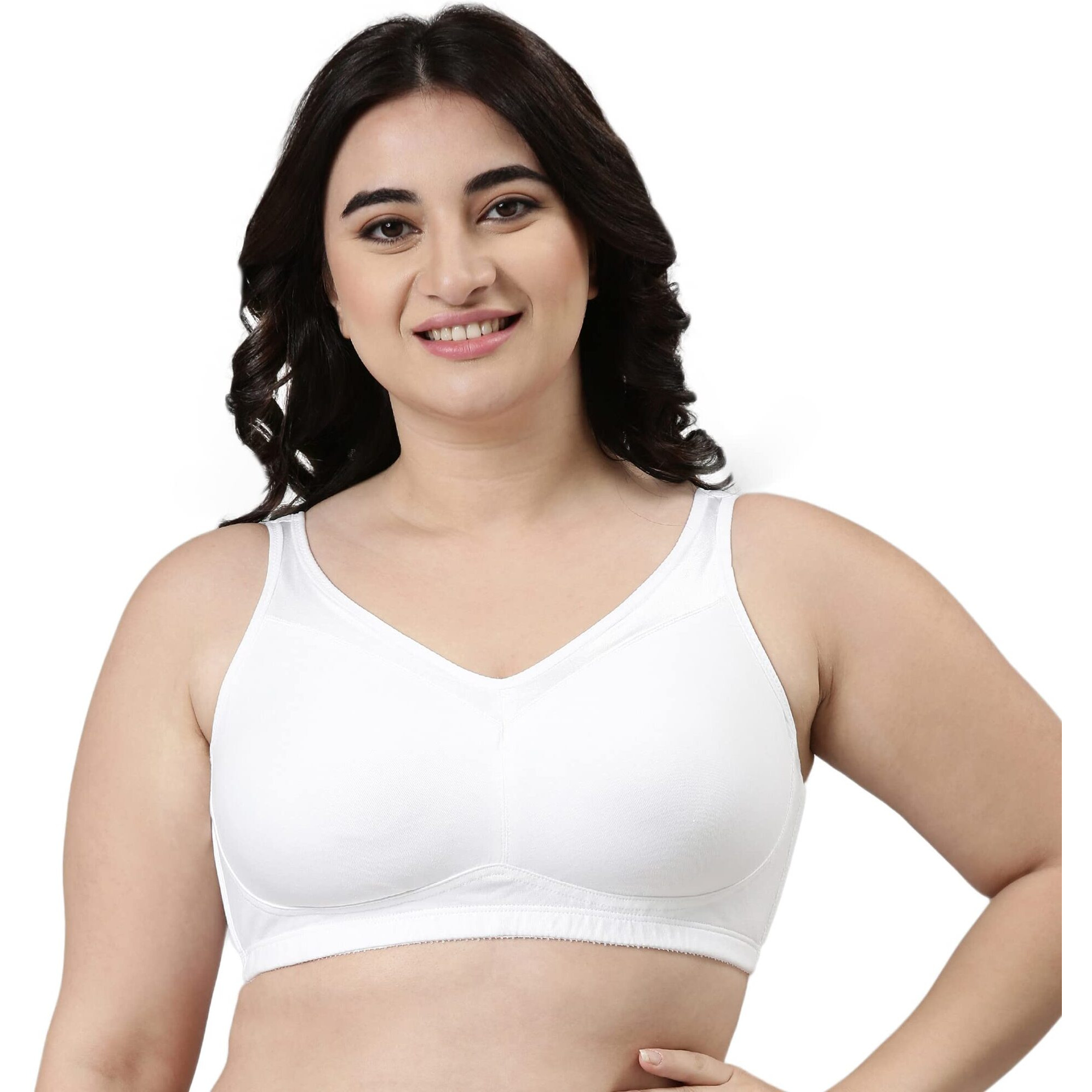 Enamor A112 Smooth Super Lift Classic Full Support Bra - Stretch Cotton, Non-Padded, Wirefree & Full Coverage White