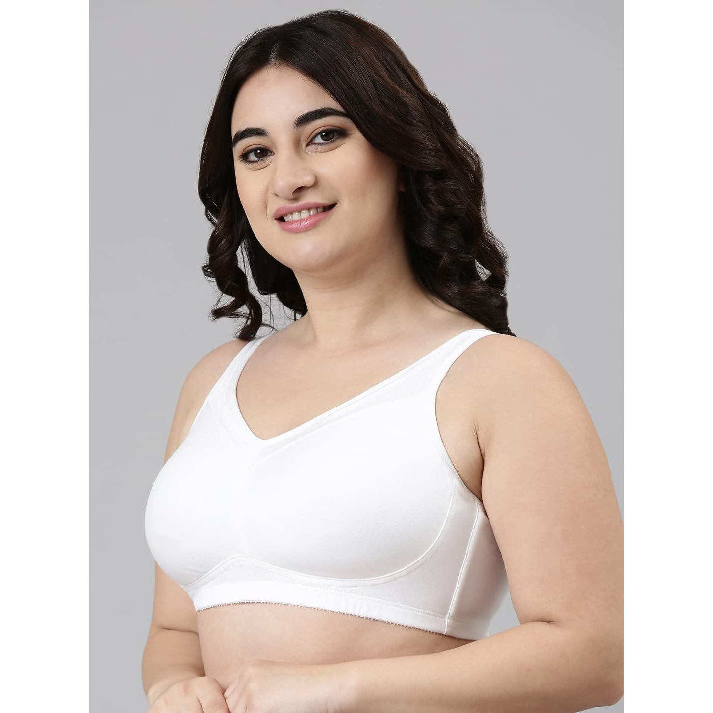 Enamor A112 Smooth Super Lift Classic Full Support Bra - Stretch Cotton, Non-Padded, Wirefree & Full Coverage White