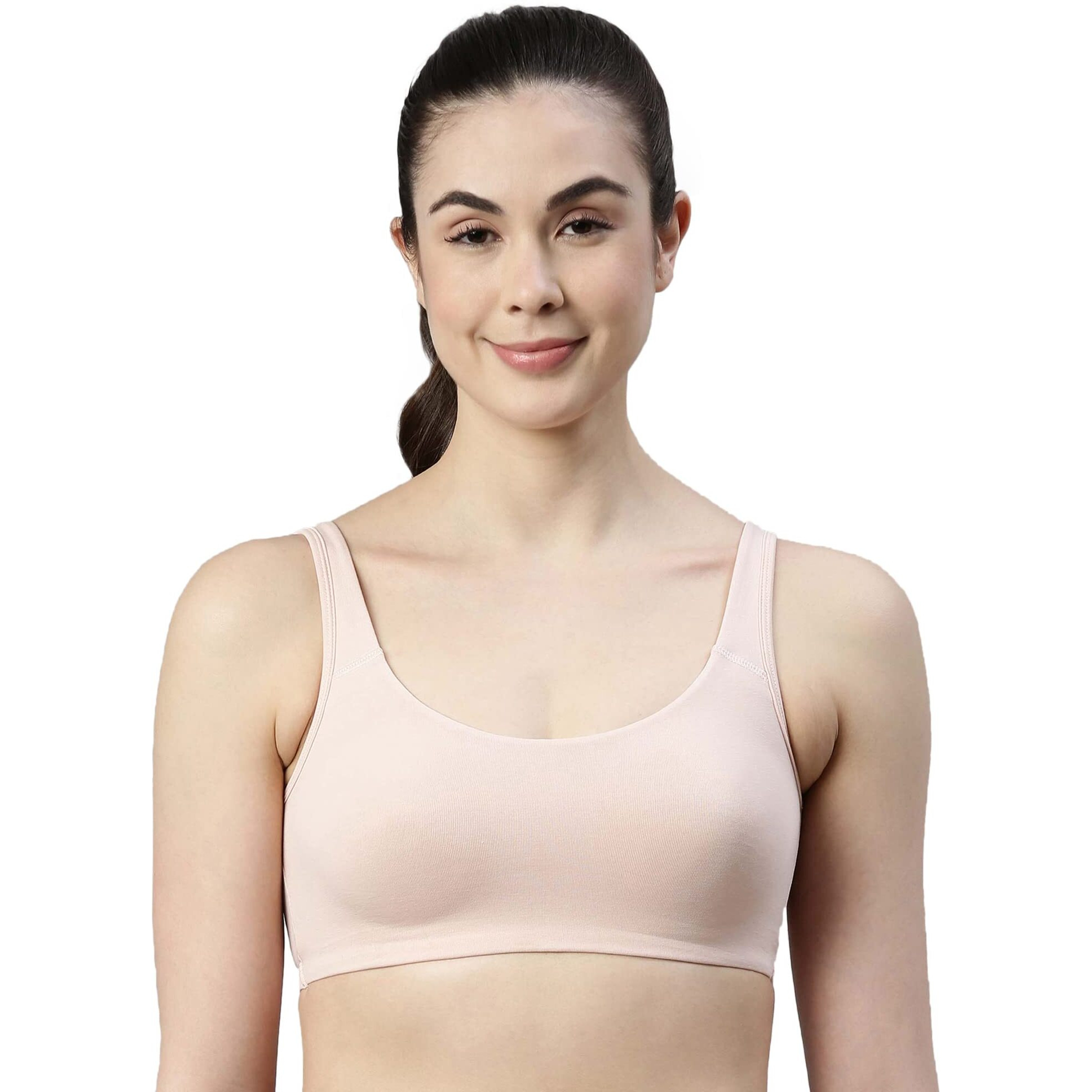 Enamor SB06 Low Impact Bra - Non-Padded, Wirefree & High Coverage Pearl