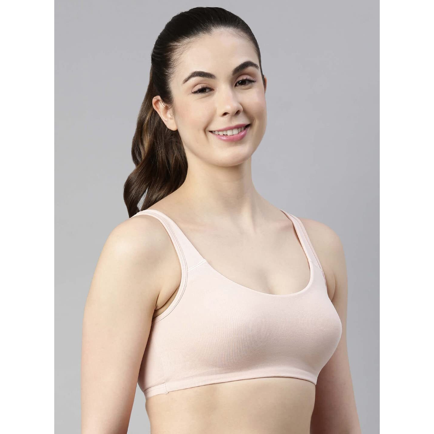 Enamor SB06 Low Impact Bra - Non-Padded, Wirefree & High Coverage Pearl