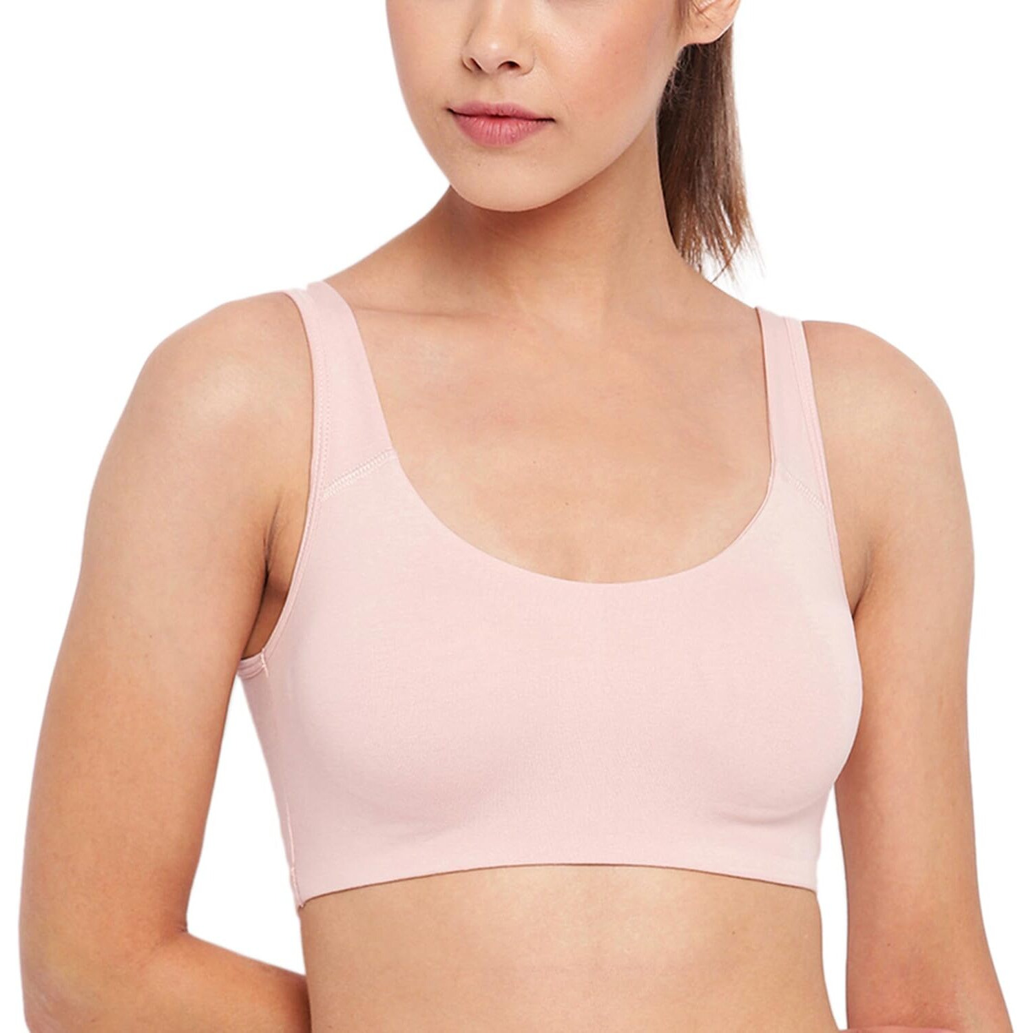 Enamor Sb06 Cotton Low Impact Slip On Everyday Sports Bra For Women - Non-Padded, Non-Wired & High Coverage | Available In Solids & Prints(Sb06-Pearl / Black-M)