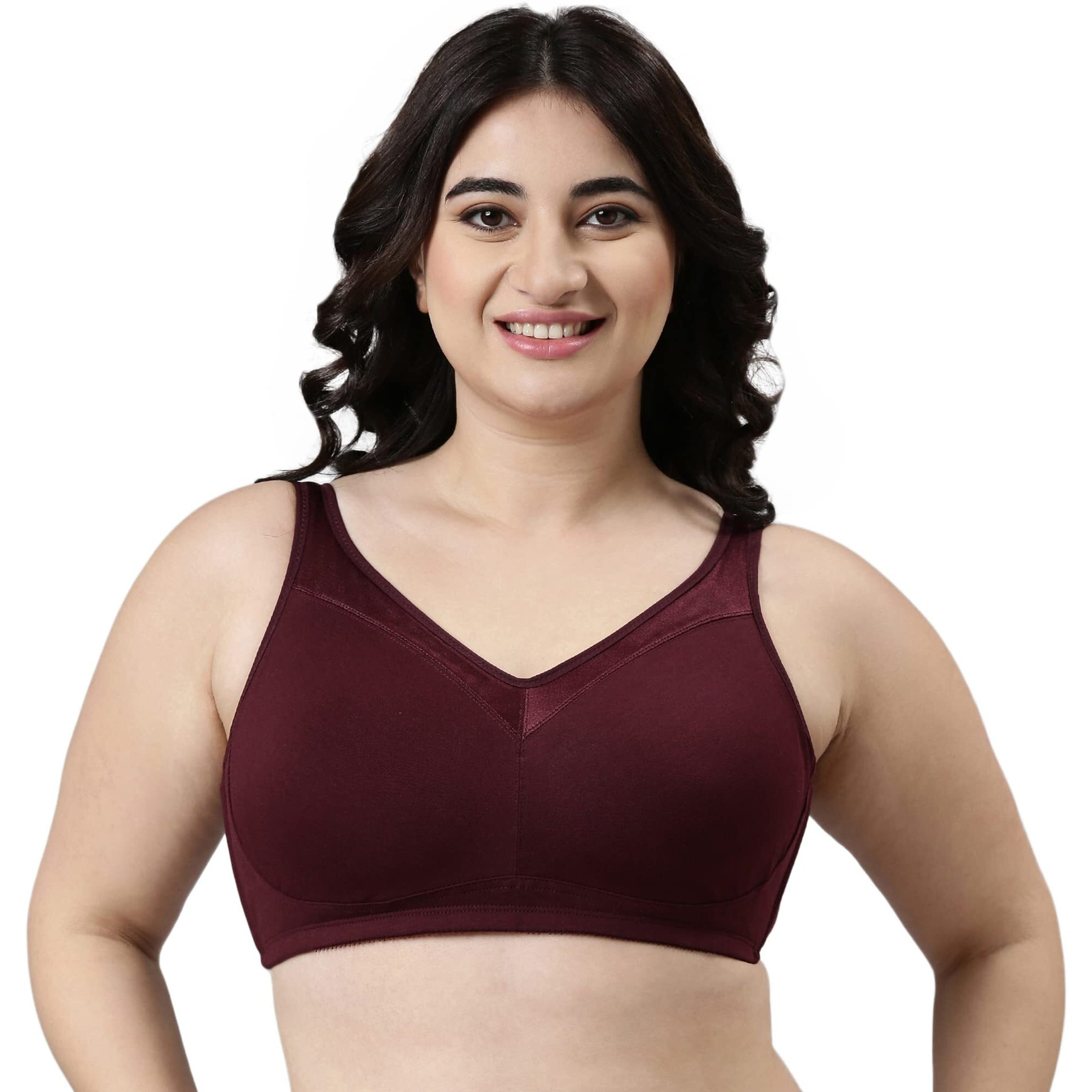 Enamor A112 Full Support Minimizer Cotton Bra For Women Non-Padded, Non-Wired & Full Coverage With Seamless Cup(A112-Grapewine-36D)