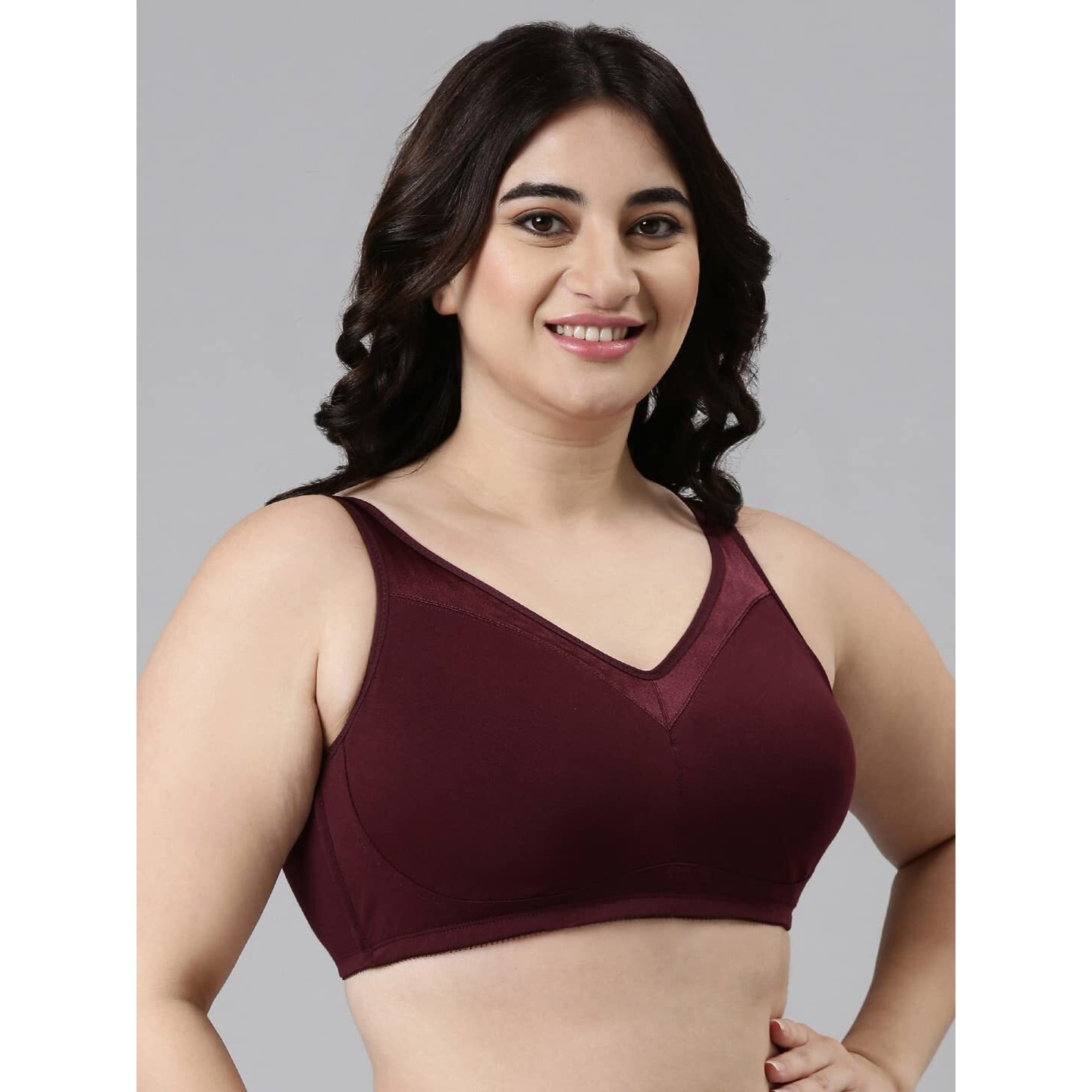 Enamor A112 Full Support Minimizer Cotton Bra For Women Non-Padded, Non-Wired & Full Coverage With Seamless Cup(A112-Grapewine-36D)