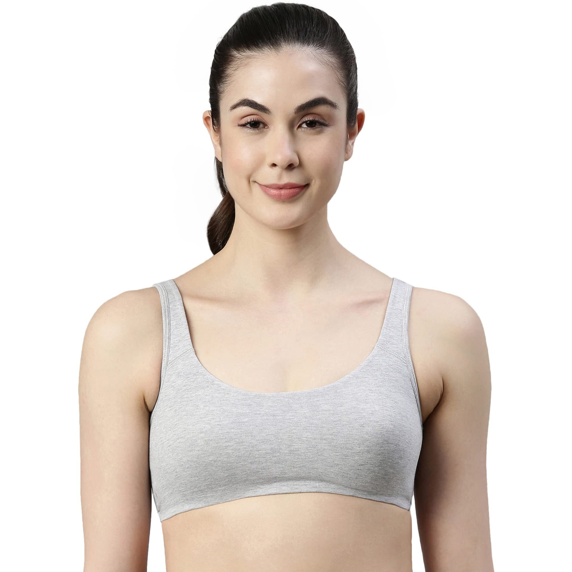 Enamor SB06 Low Impact Bra - Non-Padded, Wirefree & High Coverage Greymelange