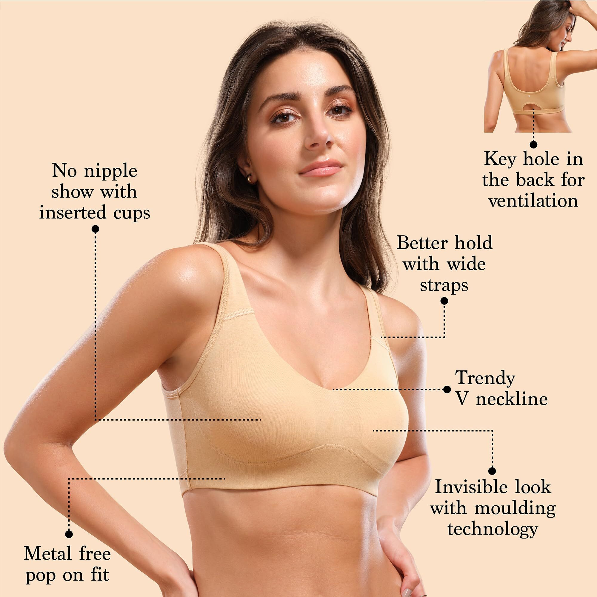 Enamor A106 Beginners Everyday Bra  Padded  Wirefree  Full Coverage