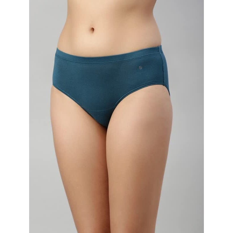 Enamor Stretchable Cotton Hipster Panties for Women Pack of 5, Full Coverage Grip Fit with Antimicrobial & Stain Release Technology-CR17-Assorted-Colors and Prints May Vary (CR17_Multicolordark5_L)