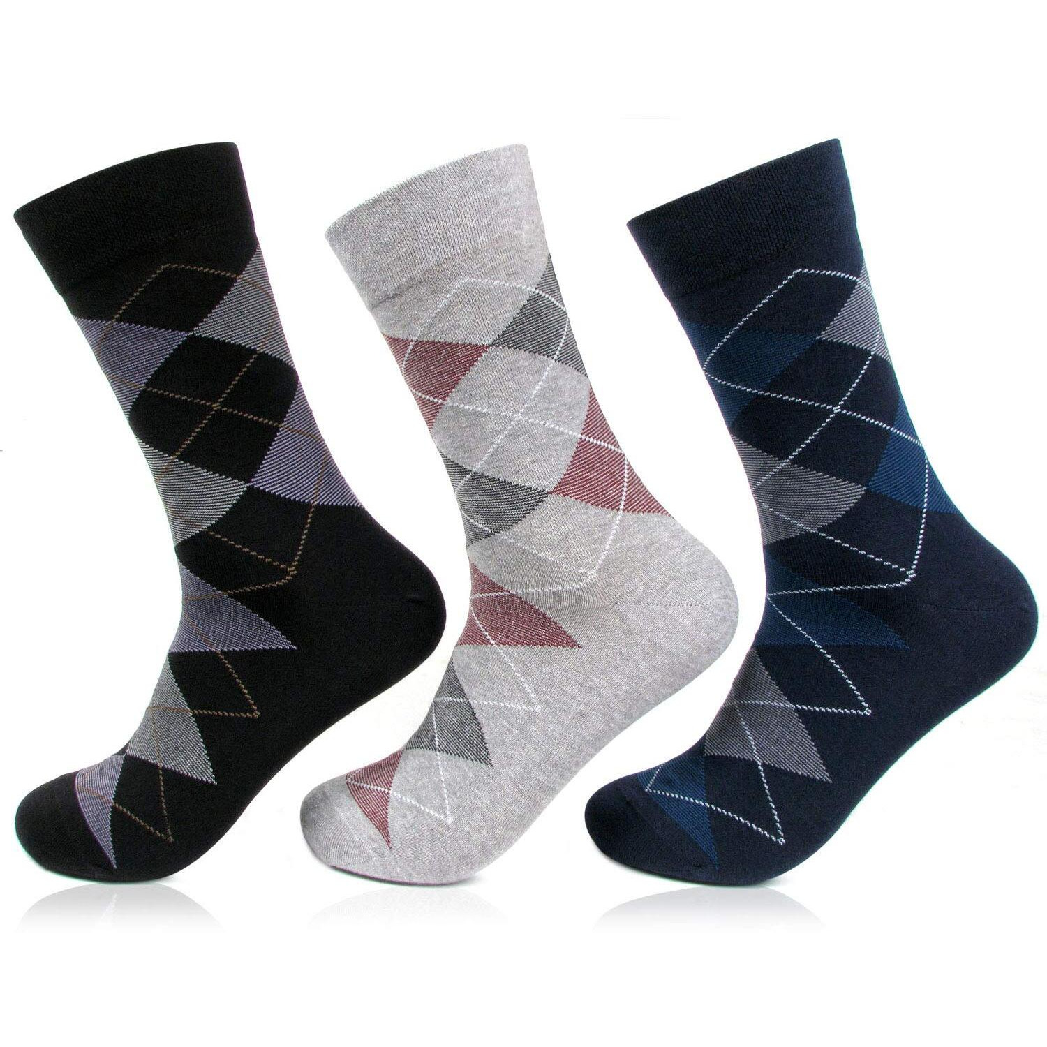 Bonjour Men Calf Length Cotton Socks, 3 Count, Multicolour