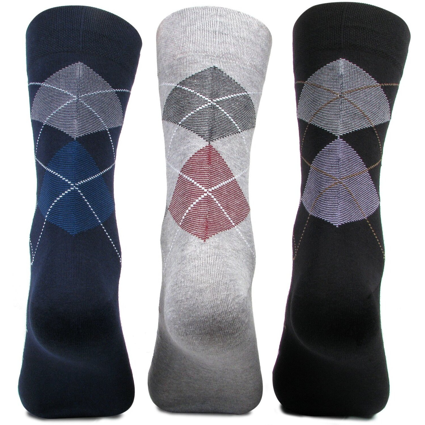 Bonjour Men Calf Length Cotton Socks, 3 Count, Multicolour