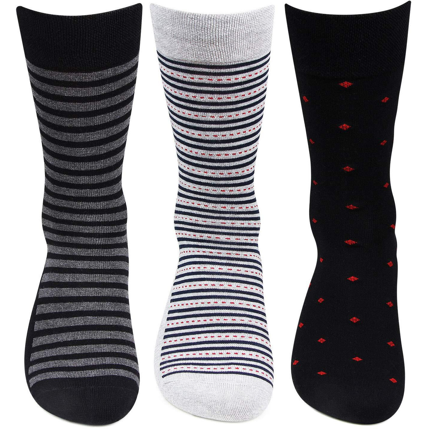 Hush Puppies Men's Calf Length Cotton Socks (Pack Of 3) (BROHPM-06-PO3_Multicolor_Free Size_Multicolour)