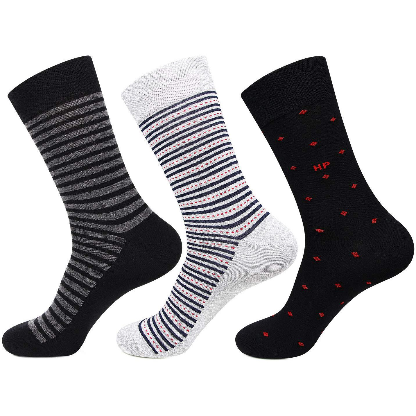 Hush Puppies Men's Calf Length Cotton Socks (Pack Of 3) (BROHPM-06-PO3_Multicolor_Free Size_Multicolour)