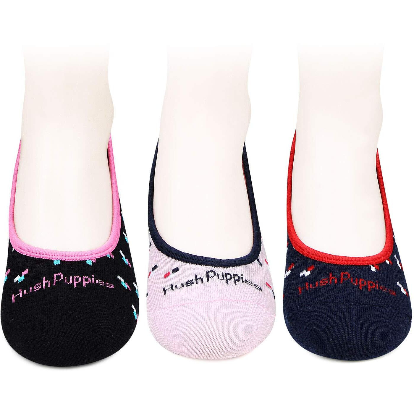 Hush Puppies Women's Cotton Regular Liners Socks (Pack Of 3) (Brohpfl-02-Po3_Multicolor_Free Size)